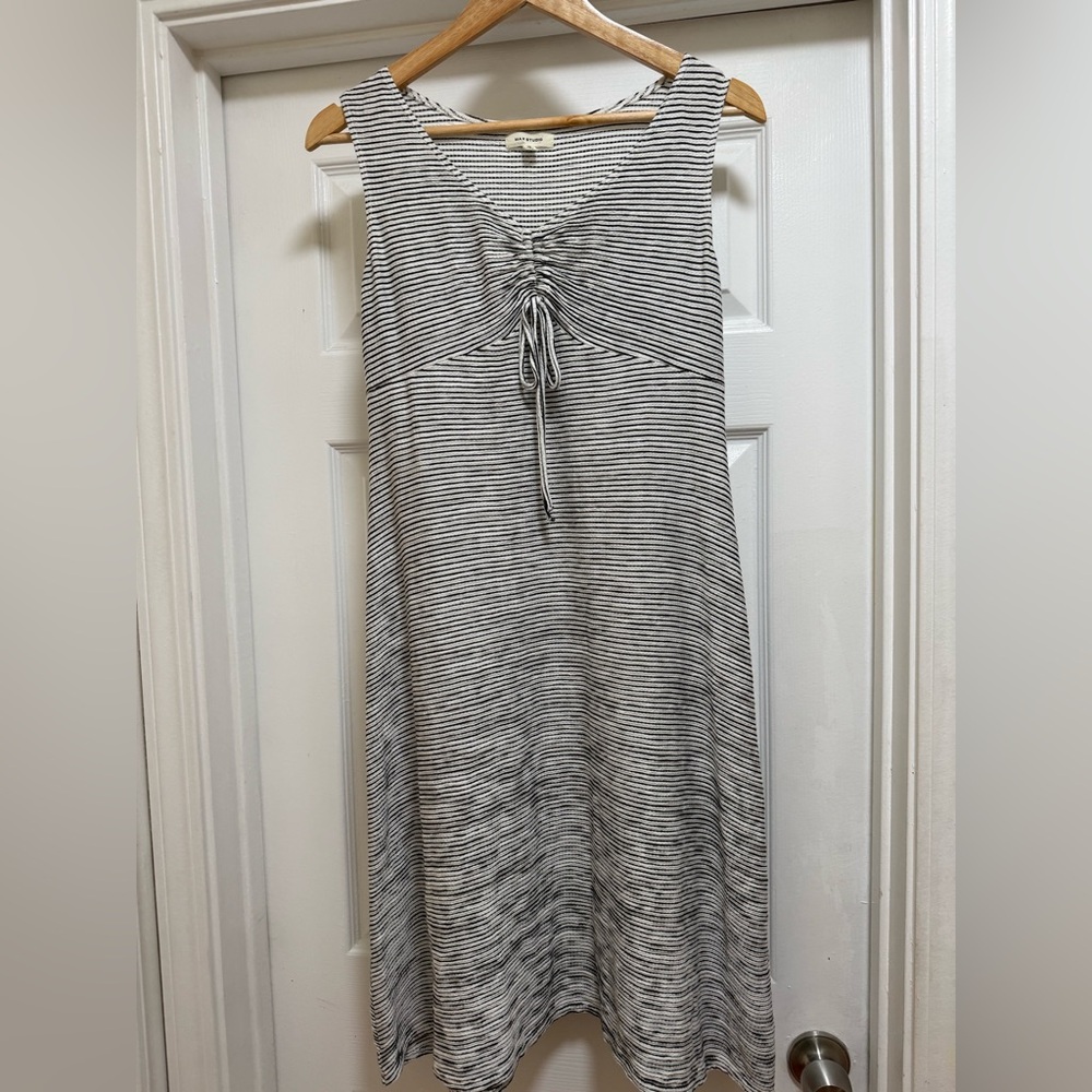 Max Studio Black and White Striped Midi Summer Dress Size M